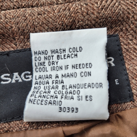 Sag Harbor Blazer Size 10P Brown Herringbone Hidden Buttons Cuffed Sleeve Vented - Picture 6 of 10